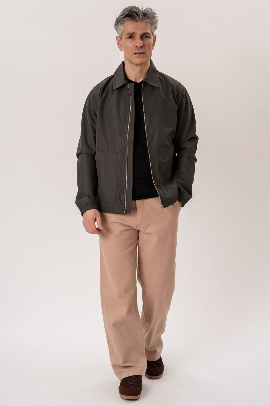 Kurze Reißverschlussjacke – Dunkelgrün