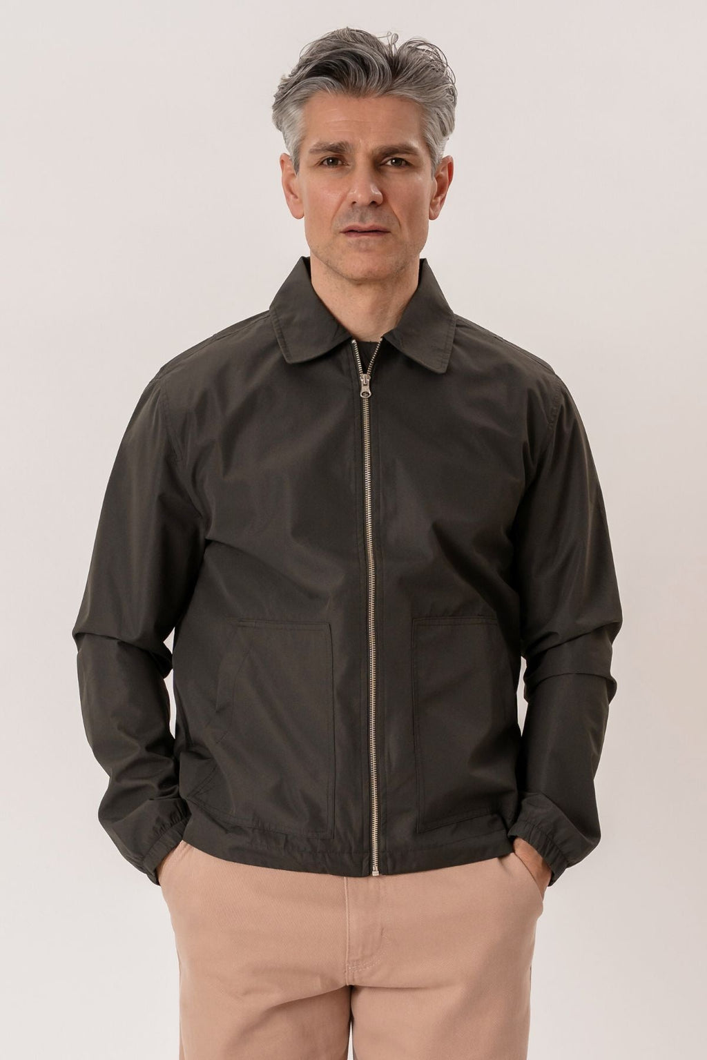 Kurze Reißverschlussjacke – Dunkelgrün