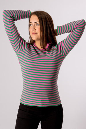 Line Long Sleeve Pullover - Super Pink/Jelly Bean
