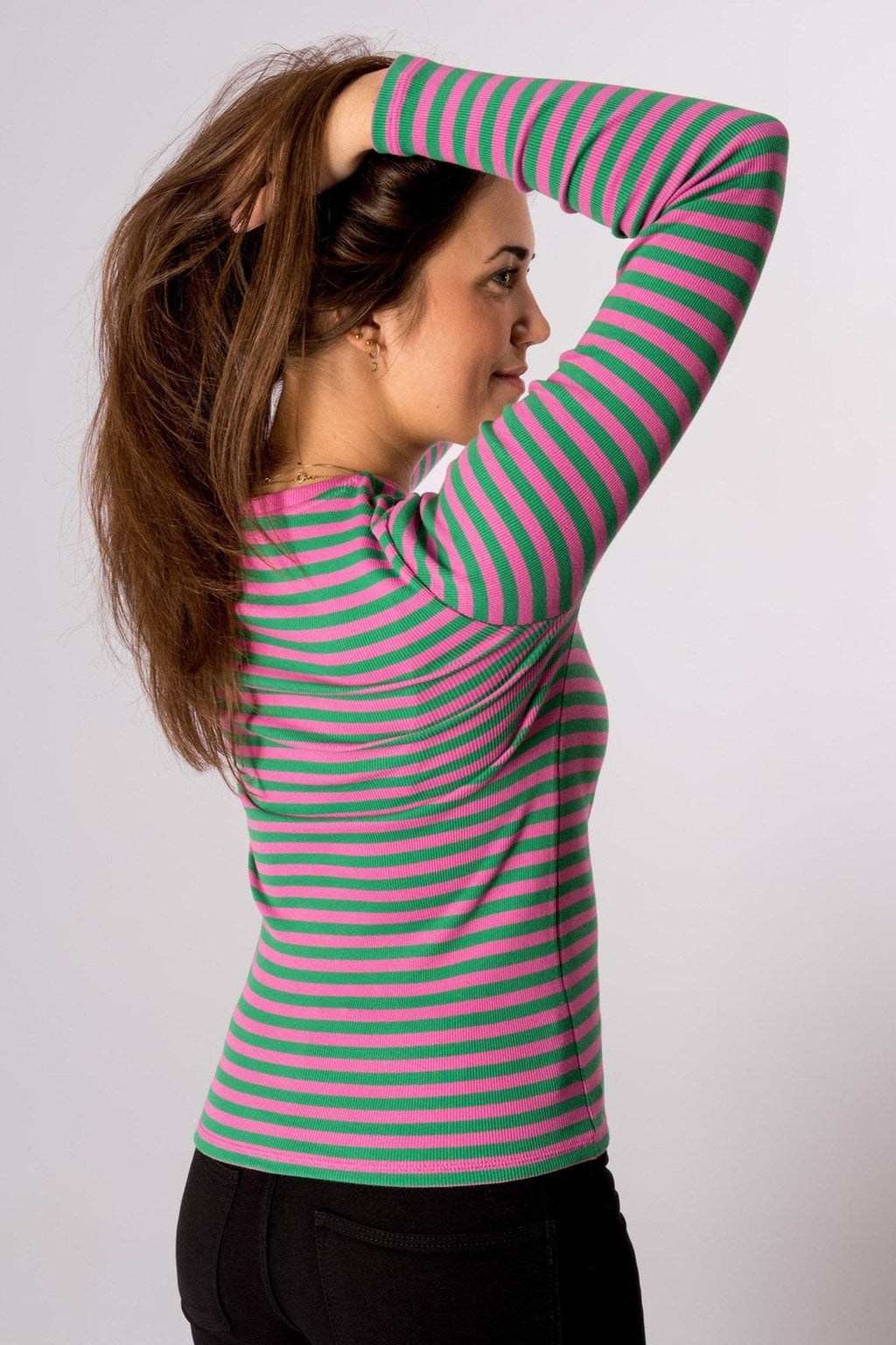 Line Long Sleeve Pullover - Super Pink/Jelly Bean
