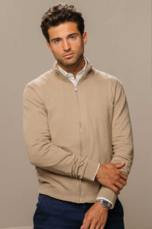 Pullover Zip Strickjacken - Sand