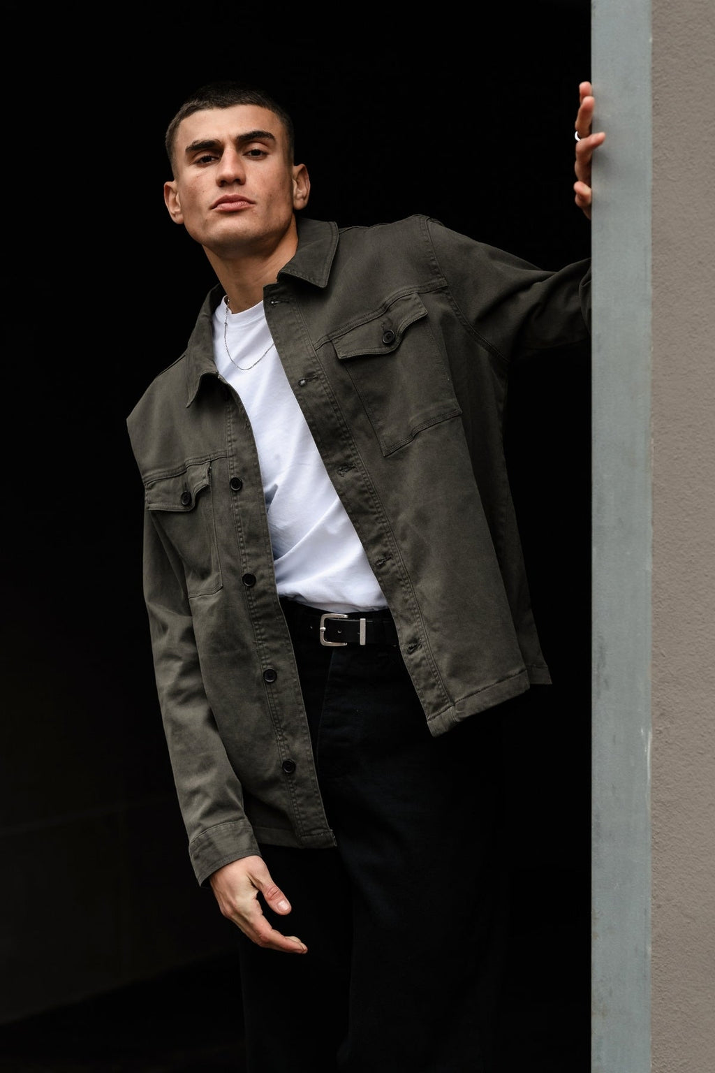 Twill Overshirt - dunkle Olive