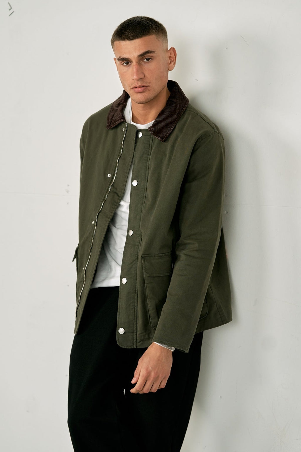 Twilljacke - dunkle Olive