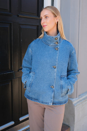 Tilla Gro l/s Denim Jacke - mittelblauer Denim