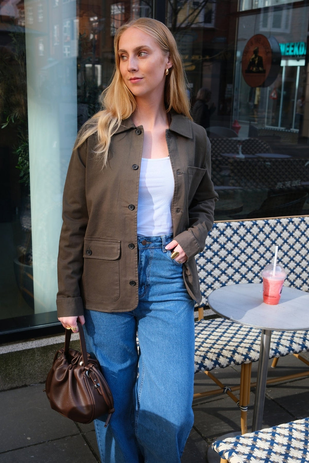 Twill -Shacket - dunkle Olive