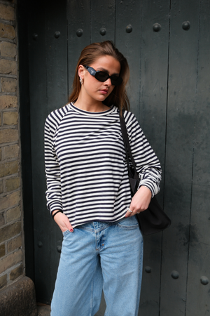 Gestreiftes Langarmhemd Regular Fit - Blau