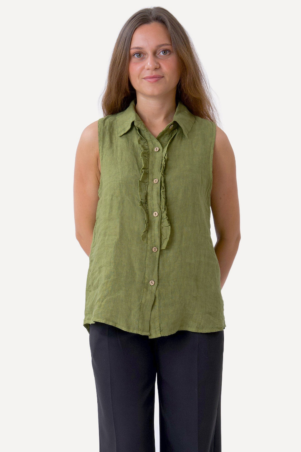 Mio Leinenoberteil – Oliv