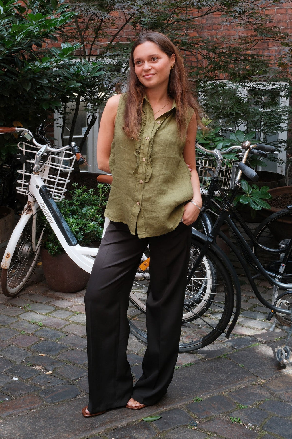 Mio Leinenoberteil – Oliv