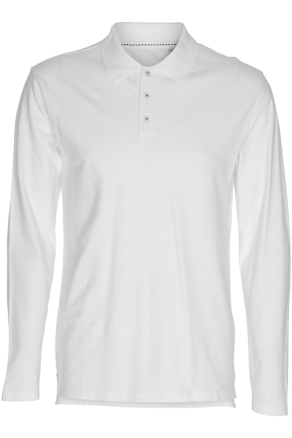 Muscle Langarm -Polo -Hemd - Weiß