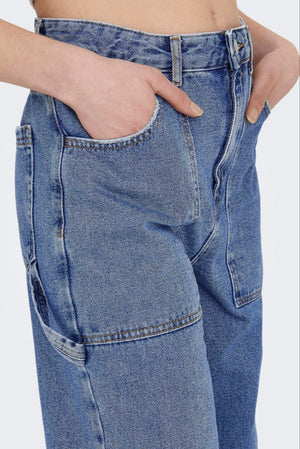 Kirsi breite Jeans - mittelblauer Denim