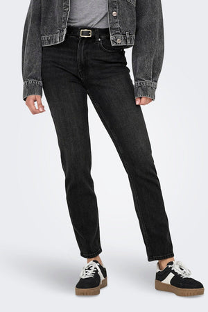 Emily Hohe Taillenjeans - schwarzer Denim