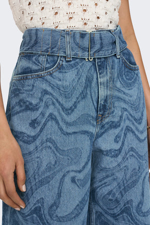 Esther Hope Print - mittelblauer Denim