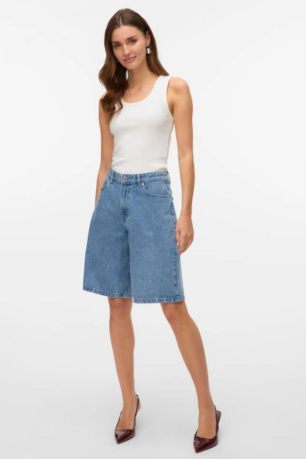 Kath Long Denim Shorts - Hellblauer Denim