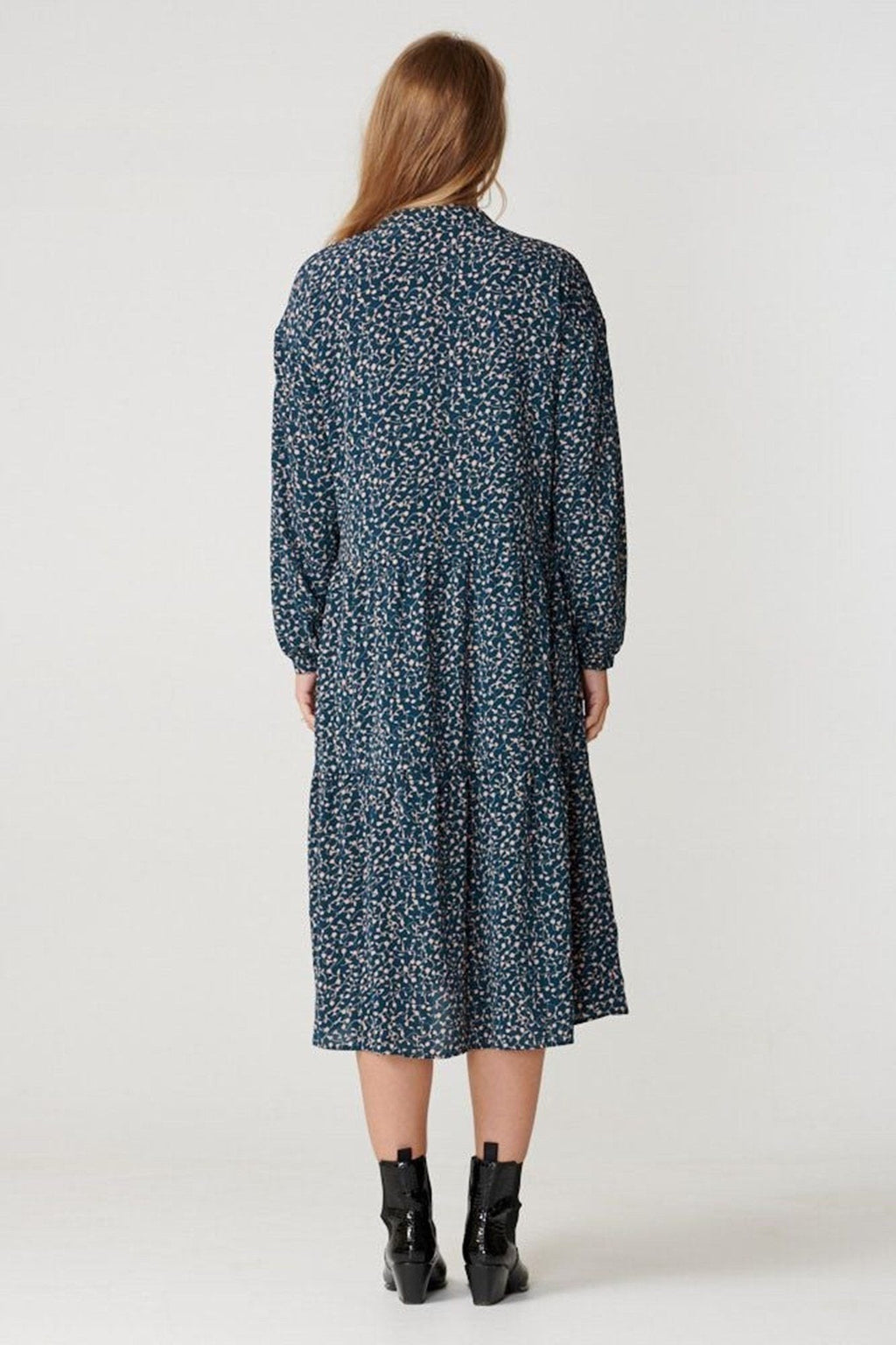 Sara Langarmed Kleid - grün