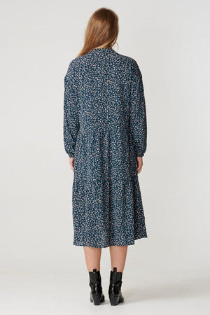 Sara Langarmed Kleid - grün