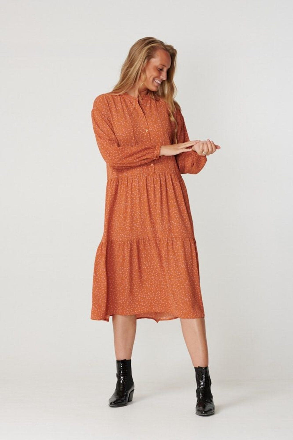 Sara Langarmed Kleid - Rosa