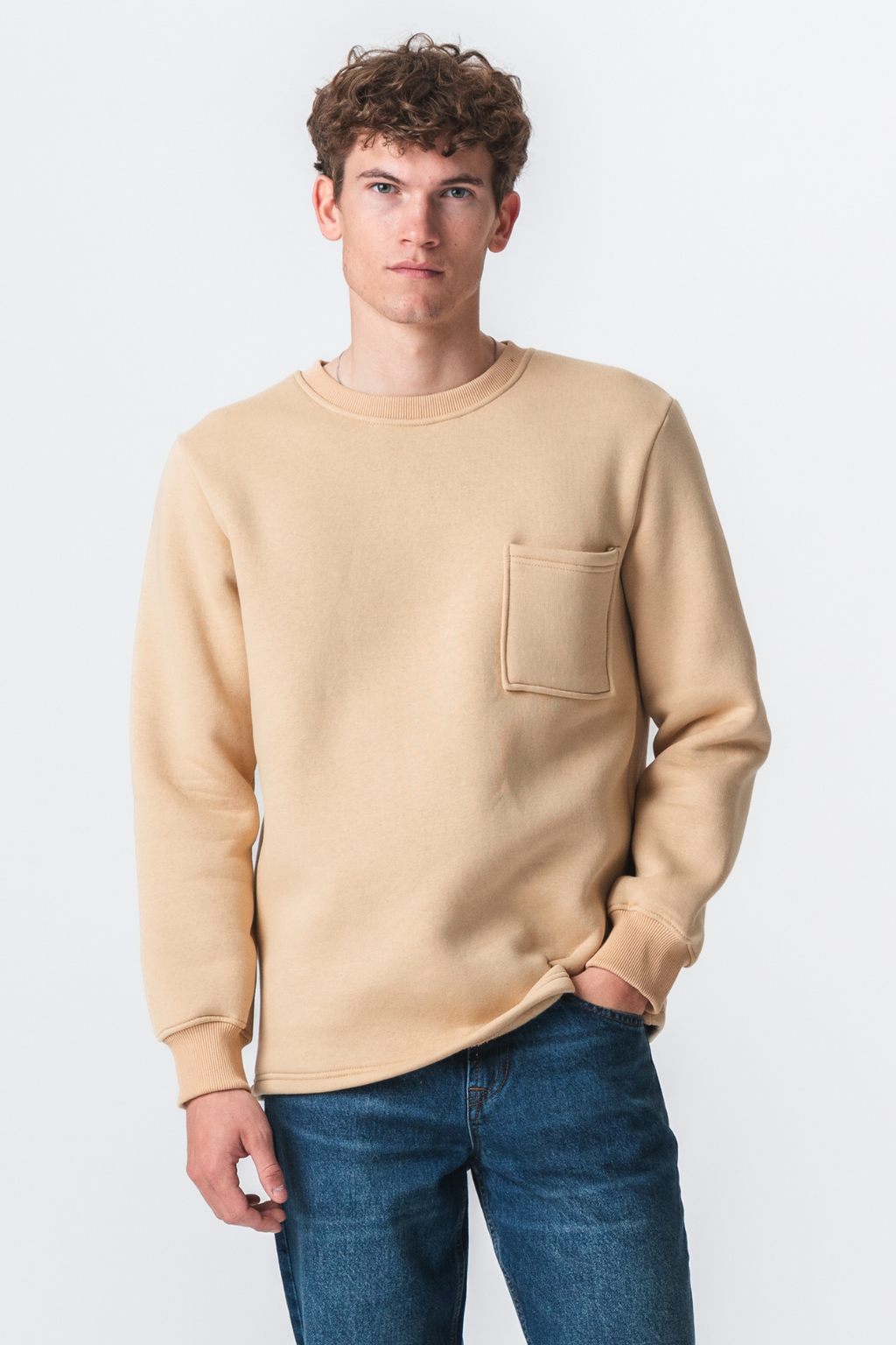 Taschen -Sweatshirt Regular Fit - beige