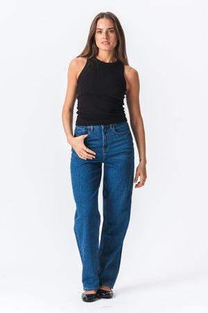 Rippenoberteil - schwarz