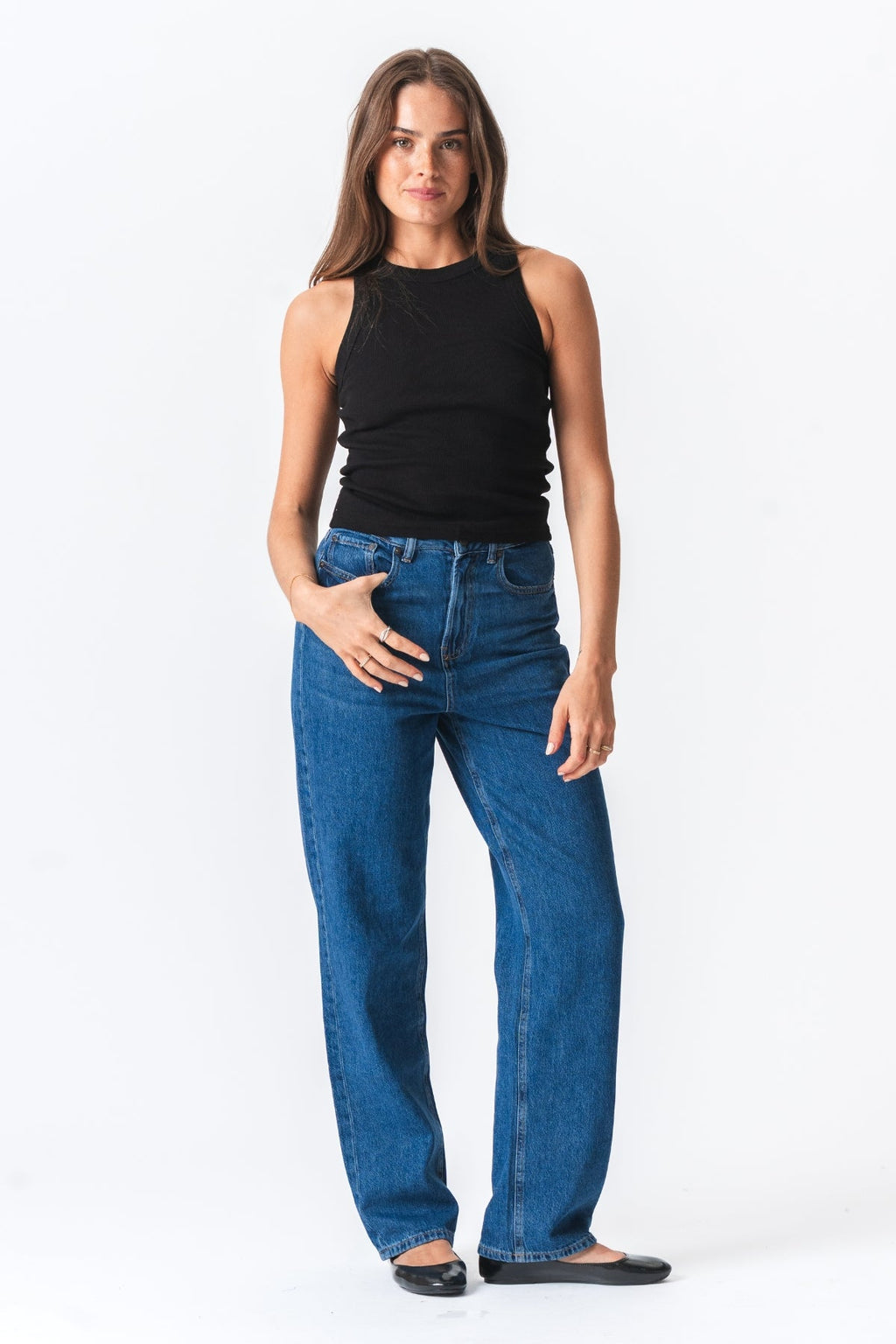 Rippenoberteil - schwarz