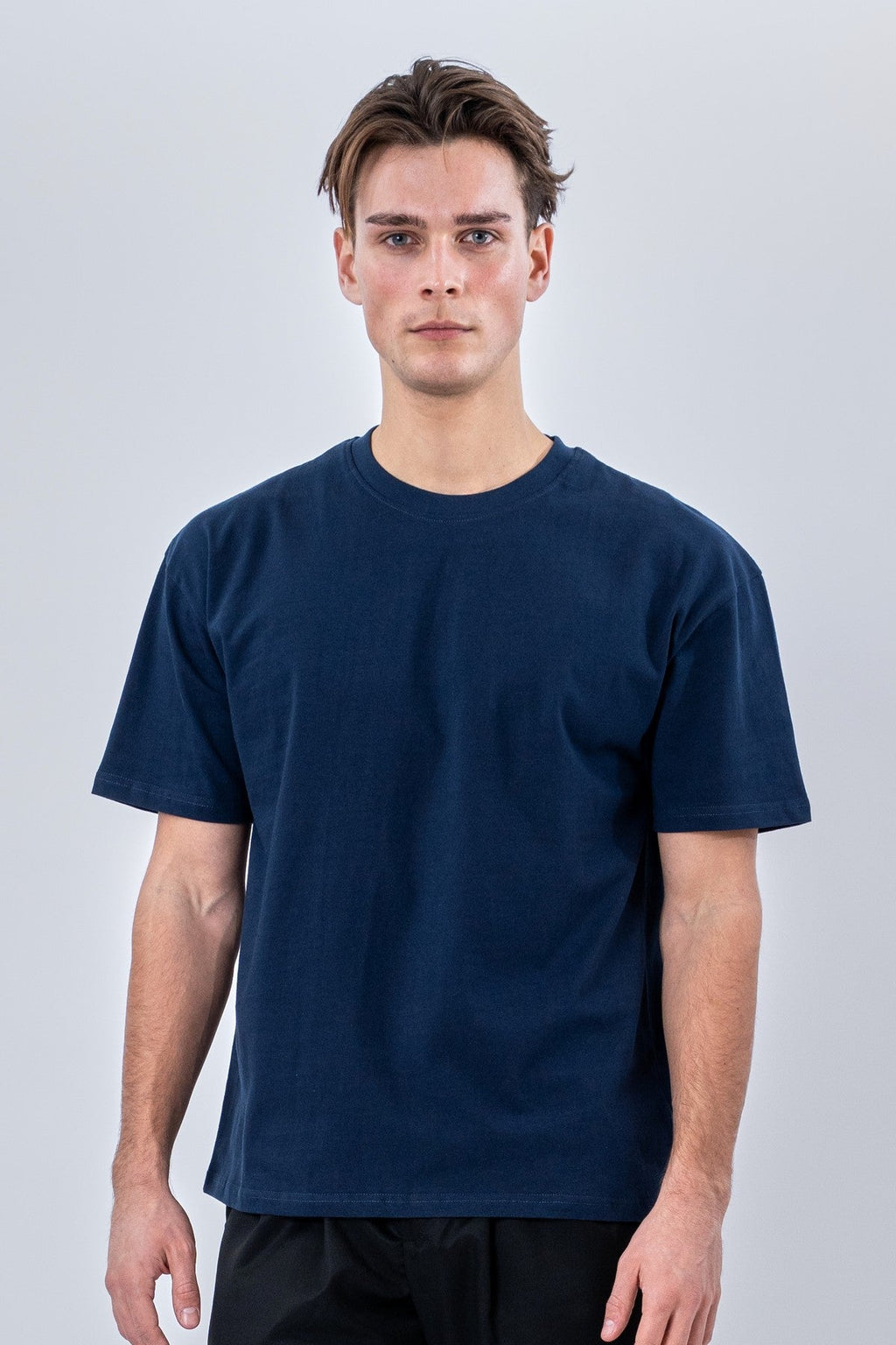 Kastenförmiges T-Shirt – Marineblau