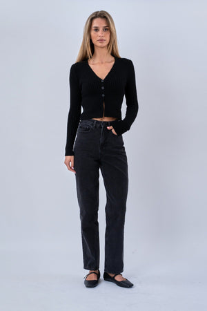 Nova Krawattenbluse gestrickt - Schwarz