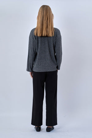 Ivy Krawattenbluse gestrickt – Grau