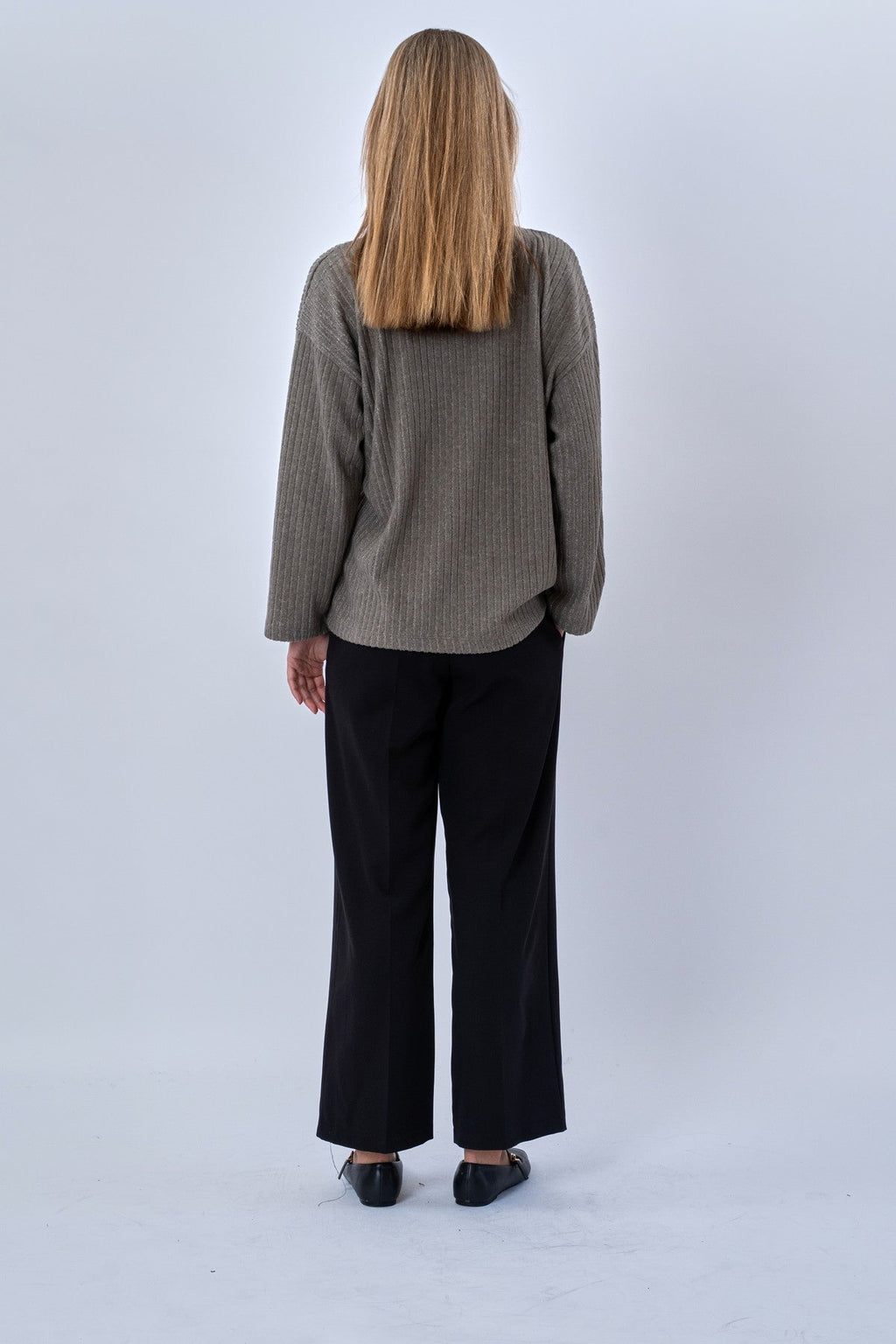 Ivy Krawattenbluse gestrickt – Khaki