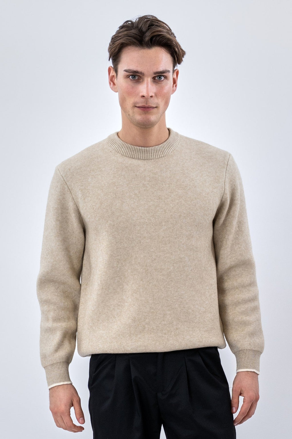 Pullover mit Rundhalsausschnitt – Beige