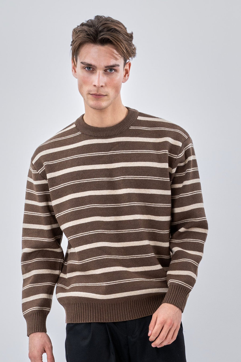Gestreifter Pullover – Khaki