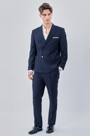 Klassischer Blazer – Marineblauer Nadelstreifen