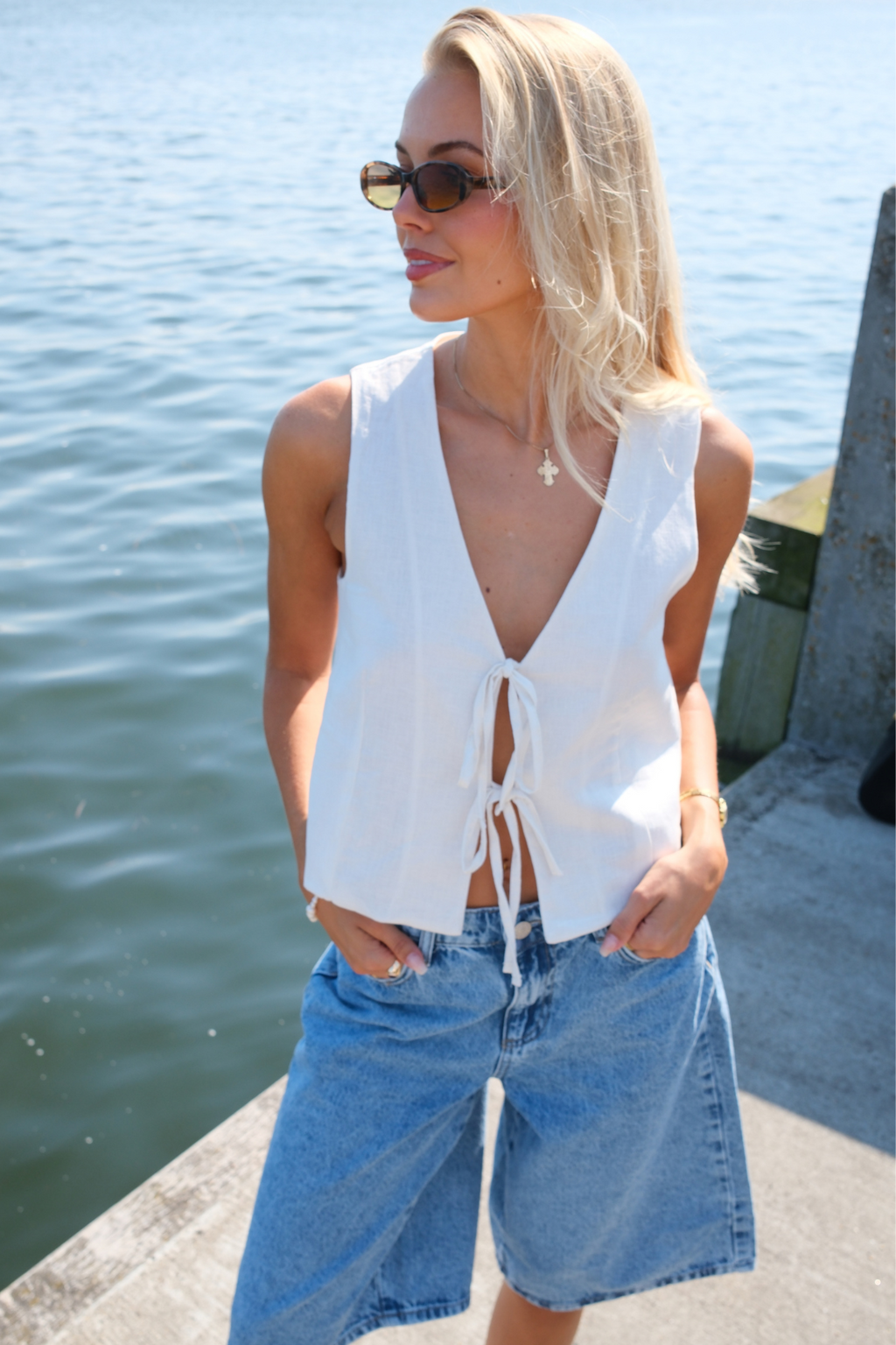 Leinenweste - aus Weiß