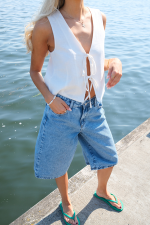 Leinenweste - aus Weiß