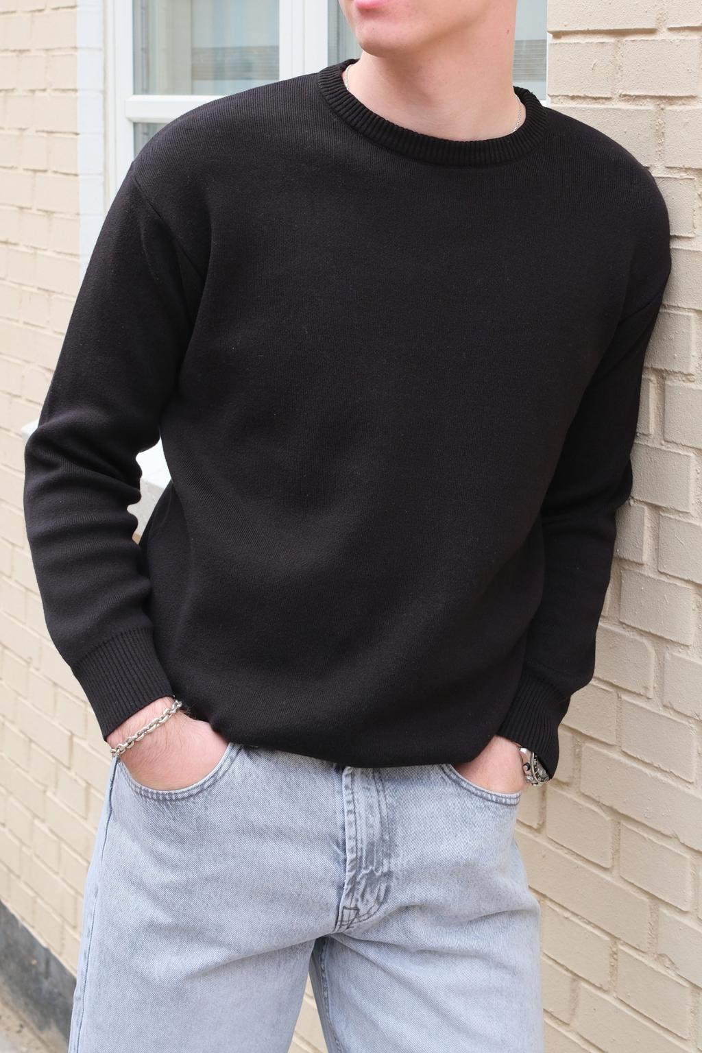 Crewneck Strickpullover - schwarz