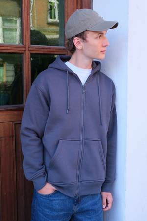 Entspannter Zip -Hoodie - Dunkelgrau