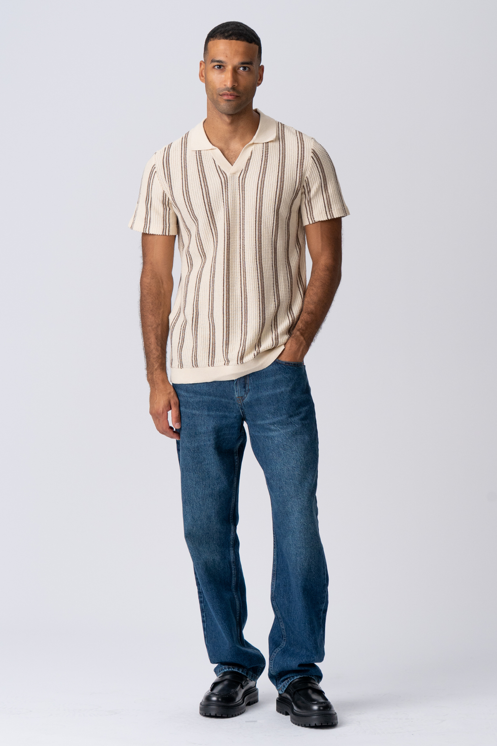 Streifenpullover - Sand