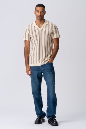 Streifenpullover - Sand