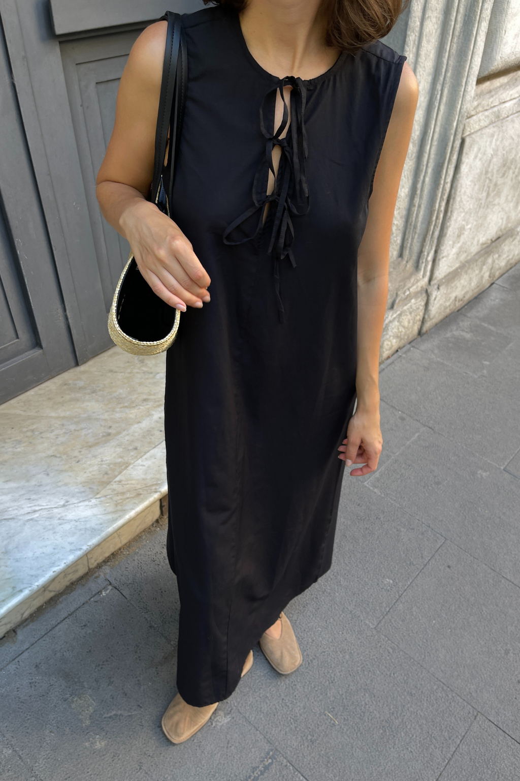 Jenna Tie Kleid - Schwarz