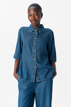 Rahmen 2/4 Denim Top - Dunkelblau Denim Spülenwaschung