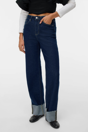 Tessa faltet breite Jeans -Jeans - dunkelblauer Jeans