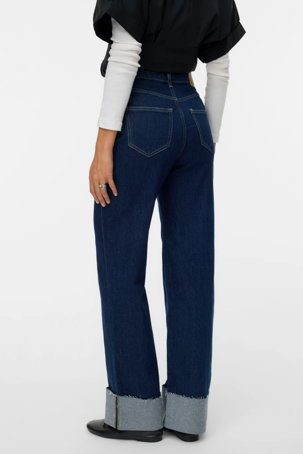 Tessa faltet breite Jeans -Jeans - dunkelblauer Jeans