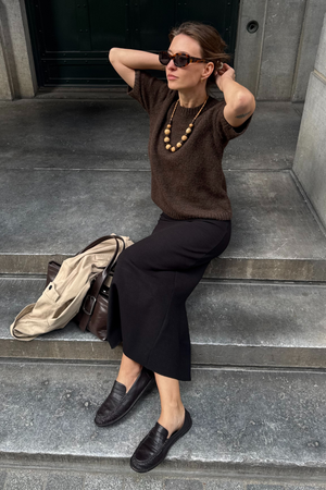 Aggia S/S Strickpullover - Dichtung braun