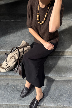 Aggia S/S Strickpullover - Dichtung braun