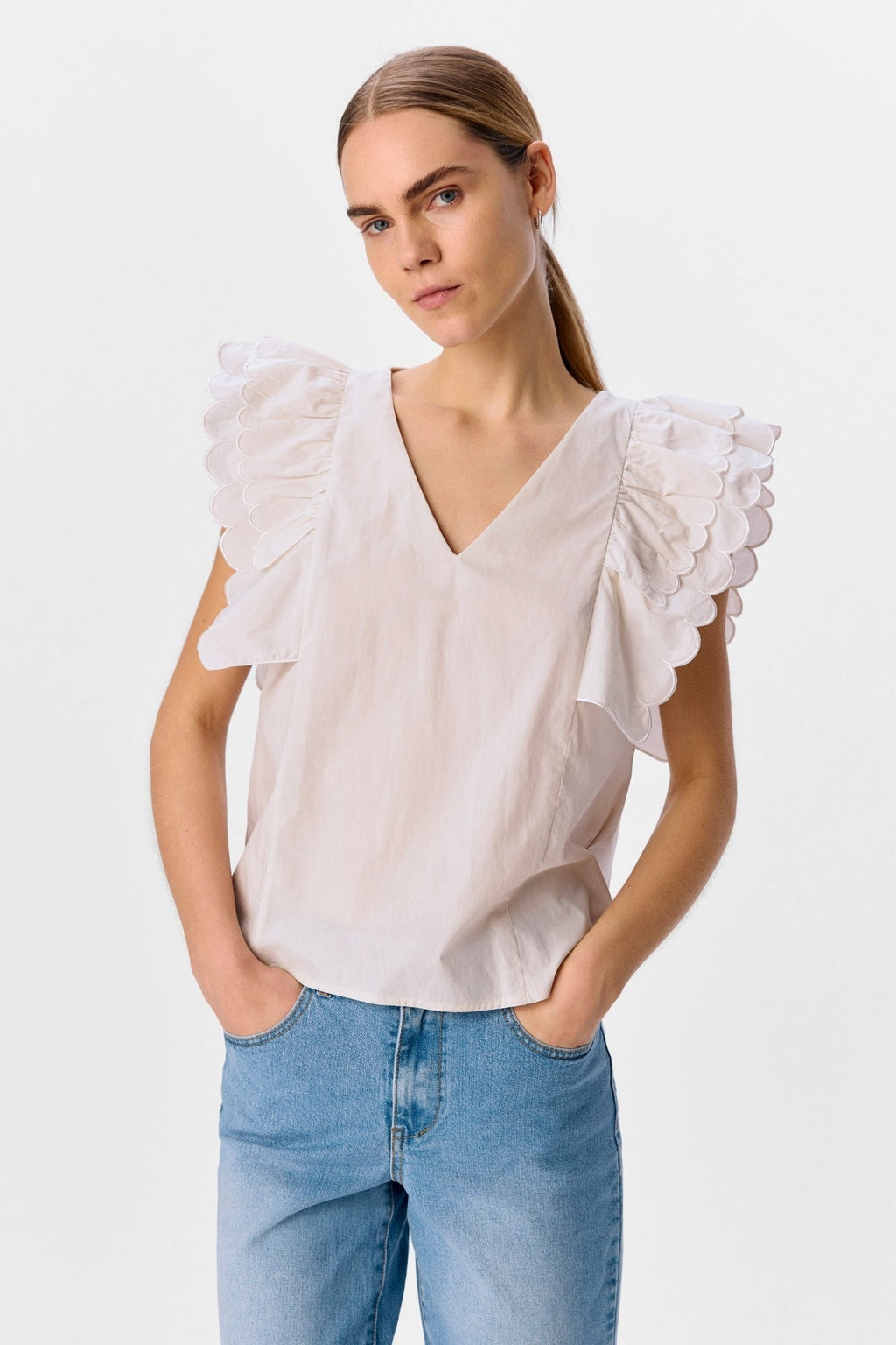 Hoffe Papaya Nour S/S Top - Weißer Sand