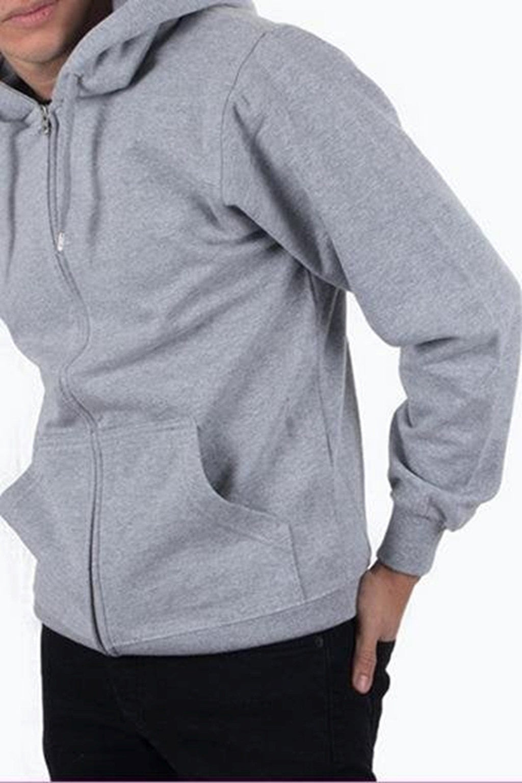 Reißverschluss Schweiß Hoodie - Hellgrau