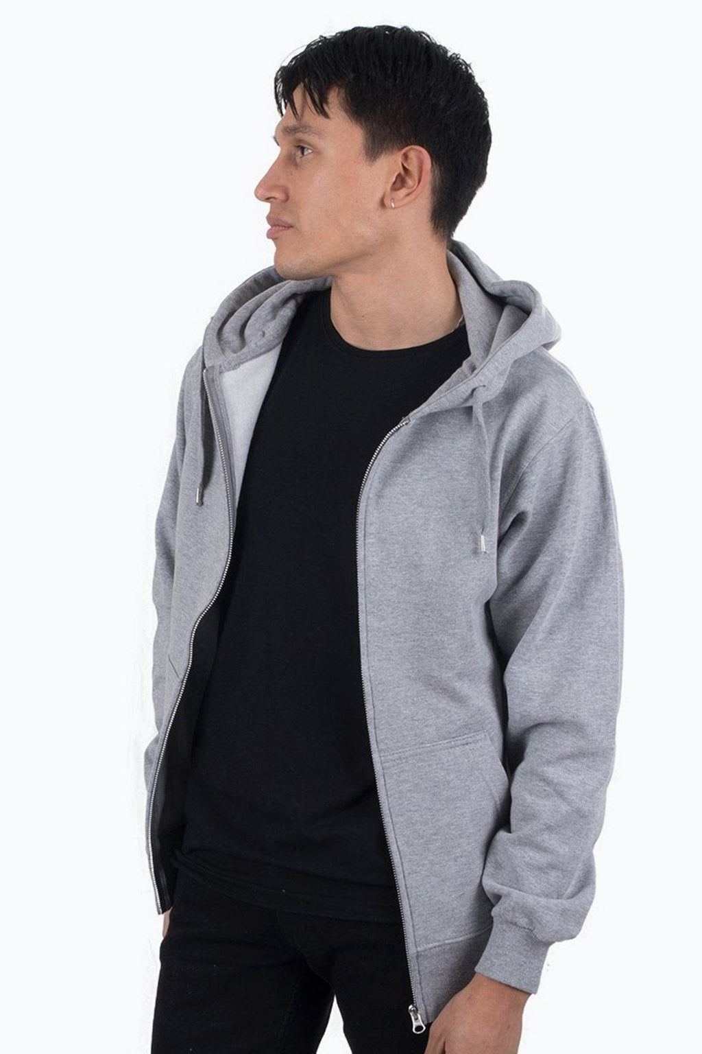 Reißverschluss Schweiß Hoodie - Hellgrau