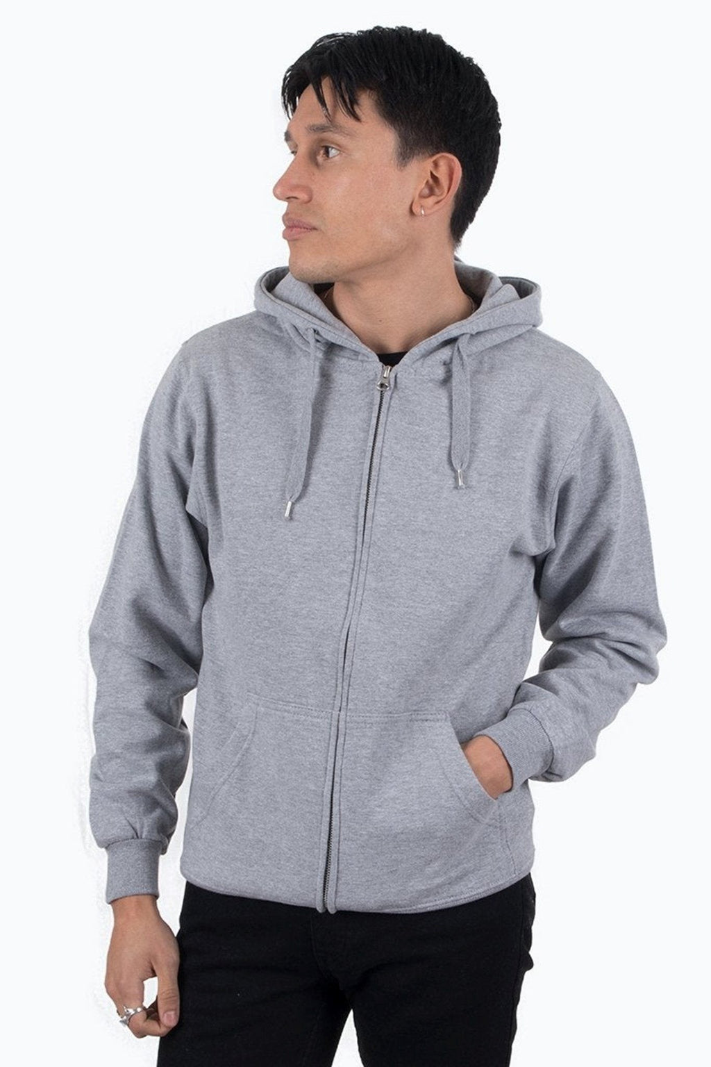 Reißverschluss Schweiß Hoodie - Hellgrau