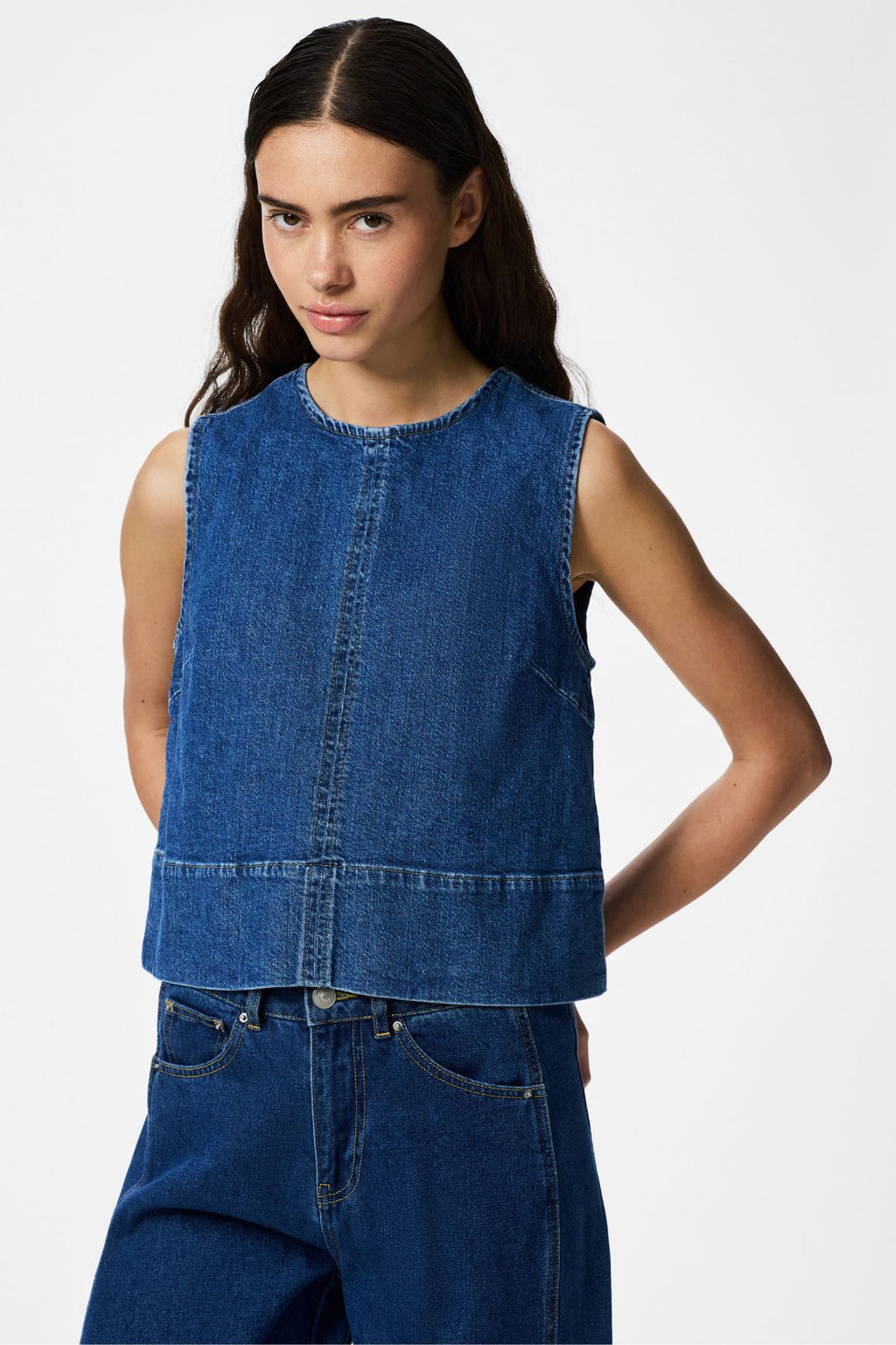 Silke Denim Top – Mittelblauer Denim