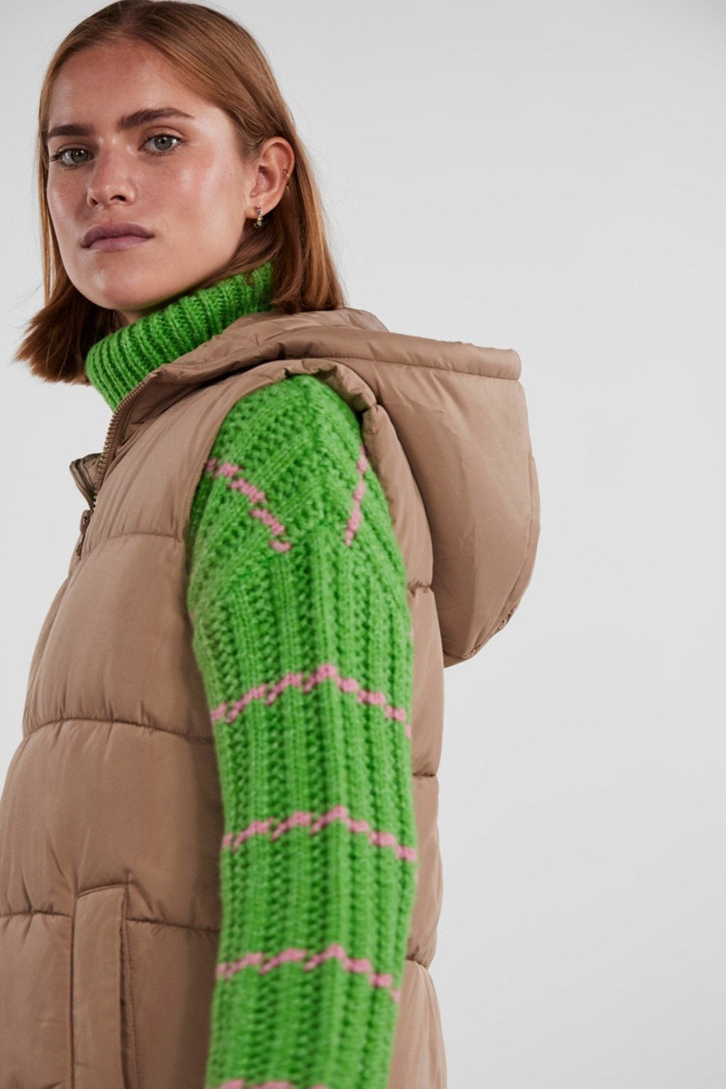 Elinora Lang Puffet Weste - Silver Mink