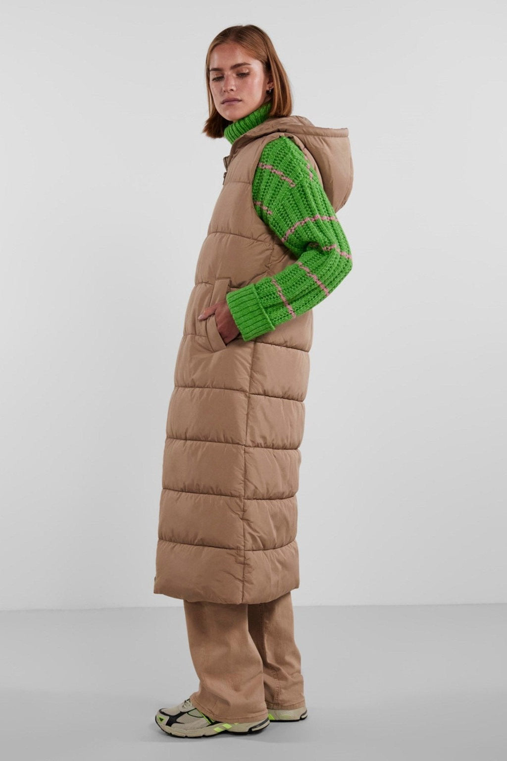 Elinora Lang Puffet Weste - Silver Mink