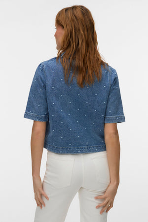 Dionne 2/4-Jeanshemd – Mittelblauer Denim – Herz